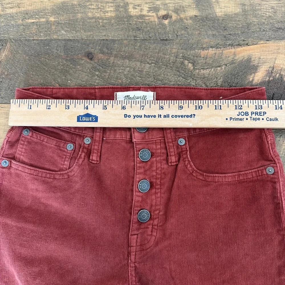 Madewell Cali demi boot Corduroy Flare Button Fly Jeans Rust Red Women's Size 26